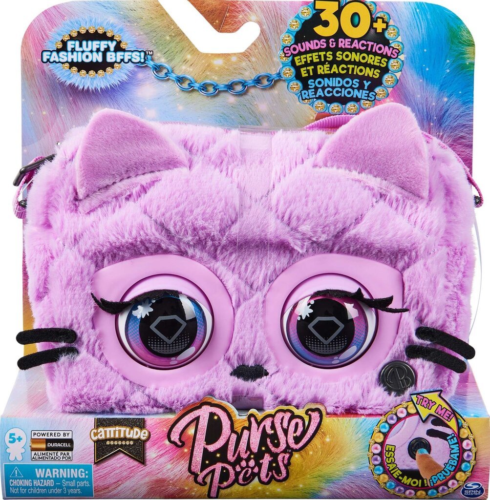 Interaktīva kaķa soma Pets Cattitude Spin Master, violeta cena un informācija | Rotaļlietas meitenēm | 220.lv
