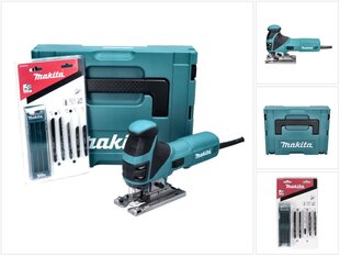 Makita 4351 FCTJ svārsta finierzāģis 720 W + 16x zāģa asmens + Makpac cena un informācija | Zāģi, ripzāģi | 220.lv