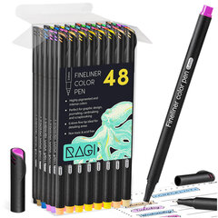 Krāsaino pildspalvu komplekts Ragi Fineliner, 48 gab. cena un informācija | Modelēšanas un zīmēšanas piederumi | 220.lv