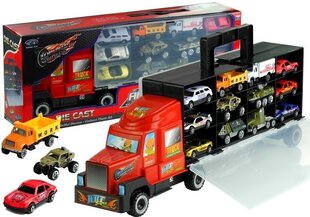 Набор из большого грузовика и 12 машинок, красный цена и информация | Игрушки для мальчиков | 220.lv