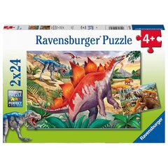 Пазл Ravensburger, 2х24 шт., динозавры цена и информация | Пазлы | 220.lv