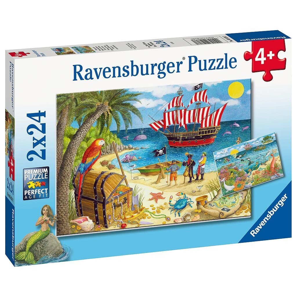 Ravensburger puzle 2x24 Pirāti un nāras cena un informācija | Puzles, 3D puzles | 220.lv