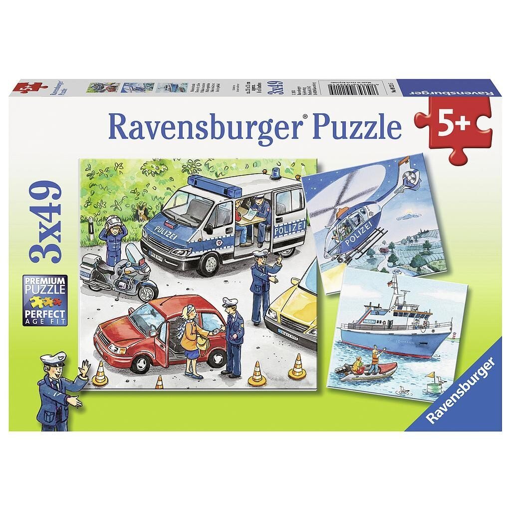 Ravensburger puzle 3x49 gab.Policijas akcija cena un informācija | Puzles, 3D puzles | 220.lv