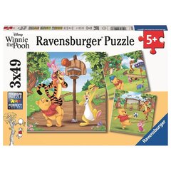 Пазл Ravensburger 3х49 шт., Винни Пух - Спортивный день цена и информация | Пазлы | 220.lv