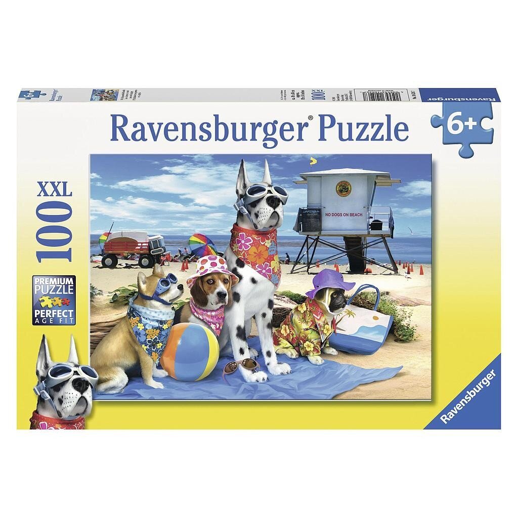 Ravensburger puzle 100gb. Suņi pludmalē cena un informācija | Puzles, 3D puzles | 220.lv