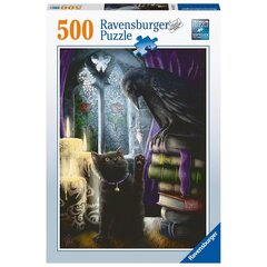 Пазл Ravensburger 500 деталей, черный кот и ворон цена и информация | Пазлы | 220.lv