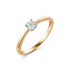 Золотое кольцо с алмазом 0012836100158 цена и информация | Кольца | 220.lv