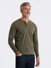 мужская рубашка henley с круглым вырезом и длинным рукавом — темно-оливковая v1 om-lscl-0107 цена и информация | Мужские футболки | 220.lv