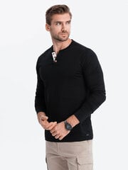 мужская футболка henley с круглым вырезом и длинным рукавом — черная v4 om-lscl-0107 цена и информация | Мужские футболки | 220.lv