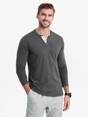 Vīriešu krekls ar garām piedurknēm Ombre Clothing, pelēks cena un informācija | Vīriešu T-krekli | 220.lv