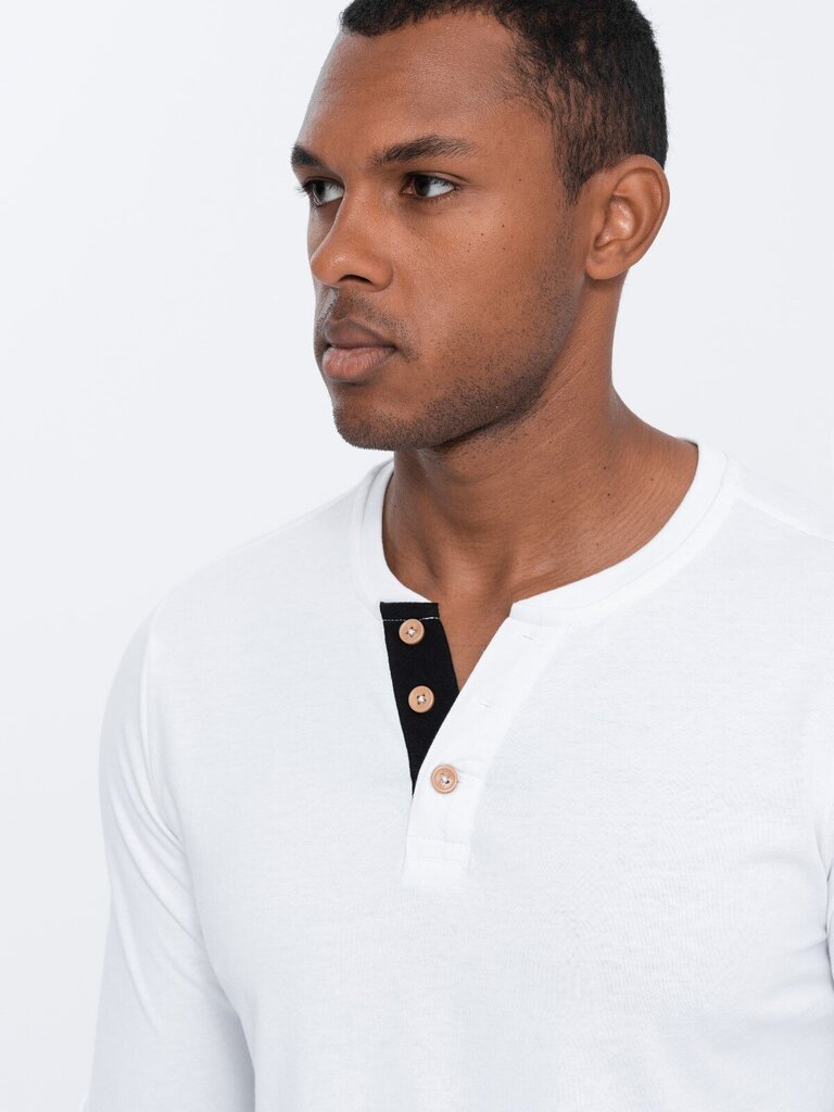 Vīriešu krekls ar garām piedurknēm Ombre Clothing, balts cena un informācija | Vīriešu T-krekli | 220.lv