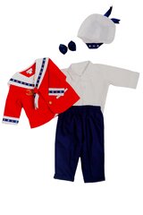 Apģērbu komplekts zēniem Jūrnieks, sarkans/zils, 4 daļas cena un informācija | Apģērbu komplekti jaundzimušajiem | 220.lv