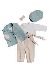 Uzvalks zēniem, bēšs/zils, 4 daļas cena un informācija | Apģērbu komplekti jaundzimušajiem | 220.lv