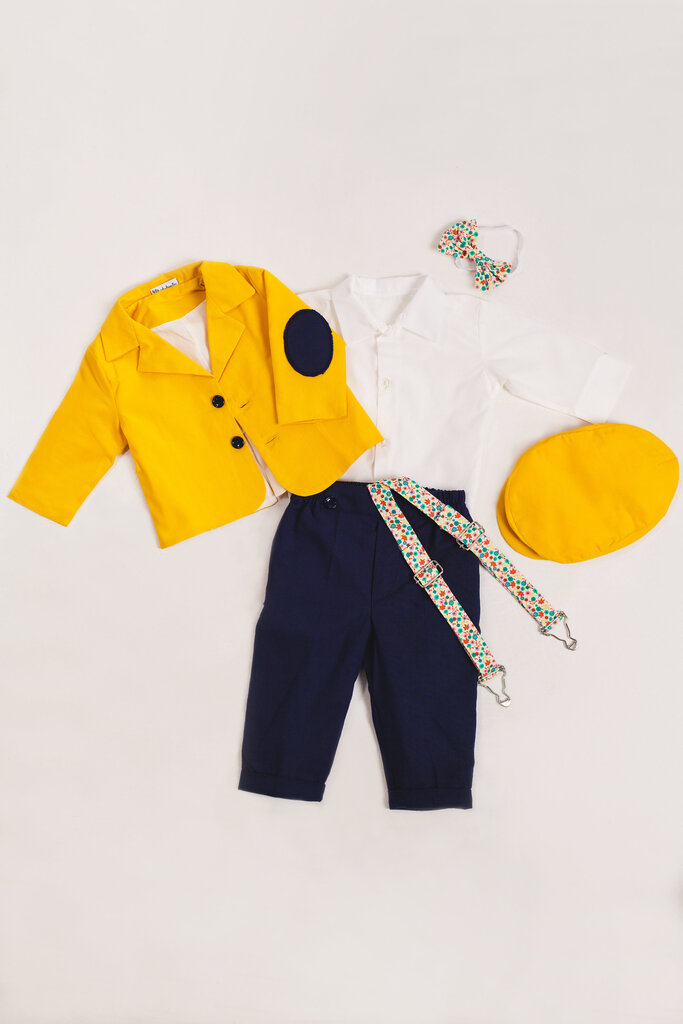 Uzvalks zēniem Romeo, dzeltens, 4 daļas cena un informācija | Apģērbu komplekti jaundzimušajiem | 220.lv
