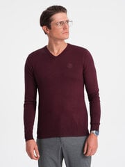 элегантный мужской свитер с v-образным вырезом — темно-бордовый v13 om-swbs-0107 цена и информация | Мужские свитера | 220.lv