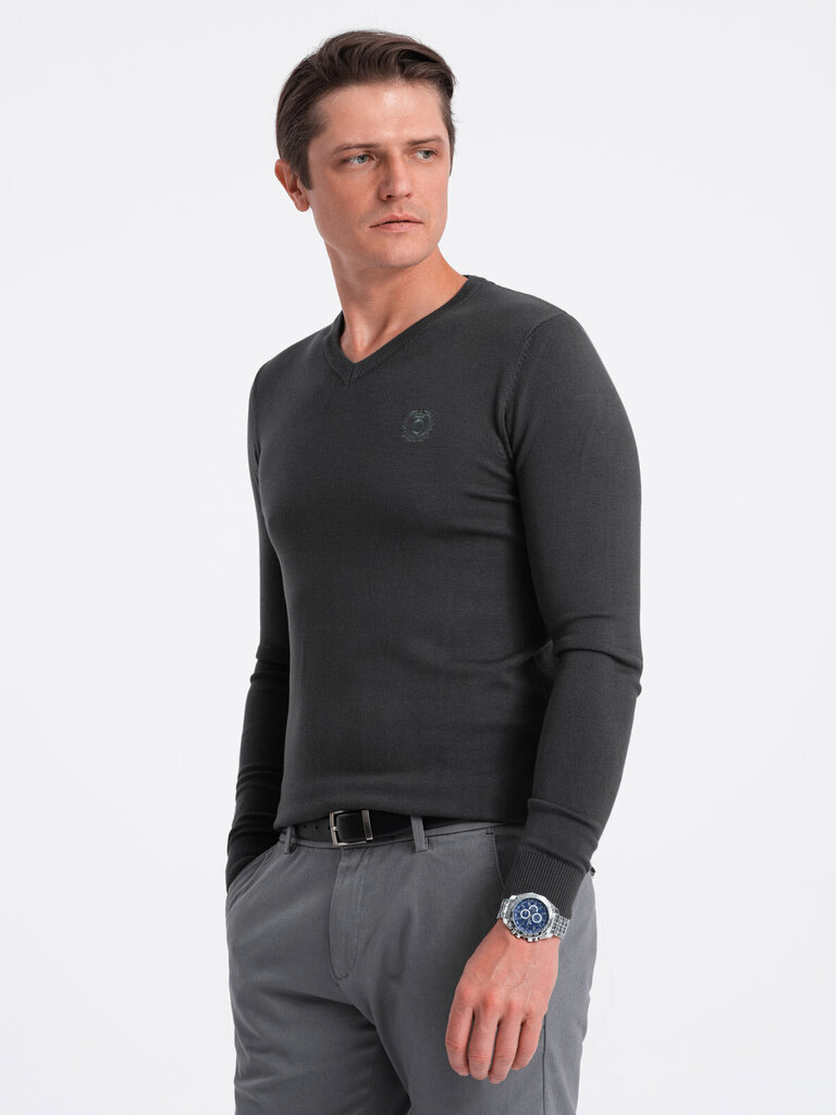Elegants v-veida džemperis vīriešiem Ombre Clothing, pelēks цена и информация | Vīriešu džemperi | 220.lv
