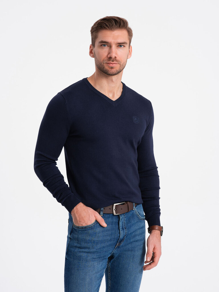 Elegants v-veida džemperis vīriešiem Ombre Clothing, zils цена и информация | Vīriešu džemperi | 220.lv
