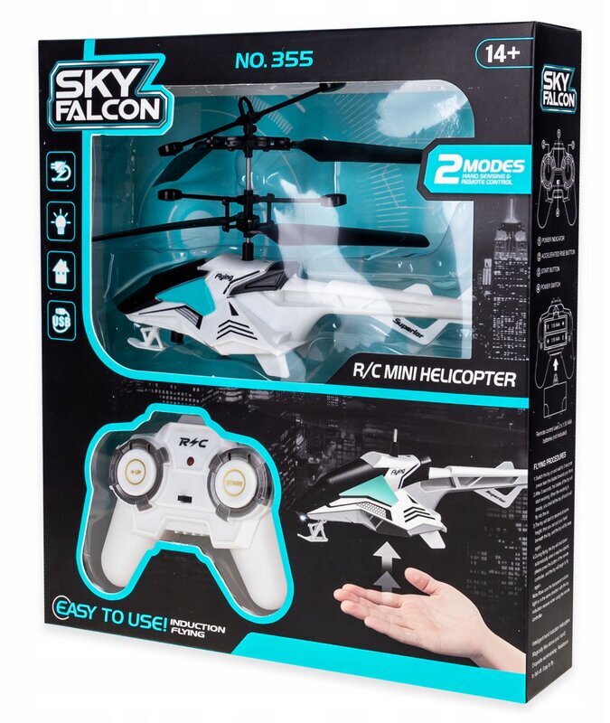 Tālvadības helikopters Sky Falcon, balts цена и информация | Rotaļlietas zēniem | 220.lv