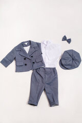 Uzvalks zēniem, pelēks, 4 daļas cena un informācija | Apģērbu komplekti jaundzimušajiem | 220.lv