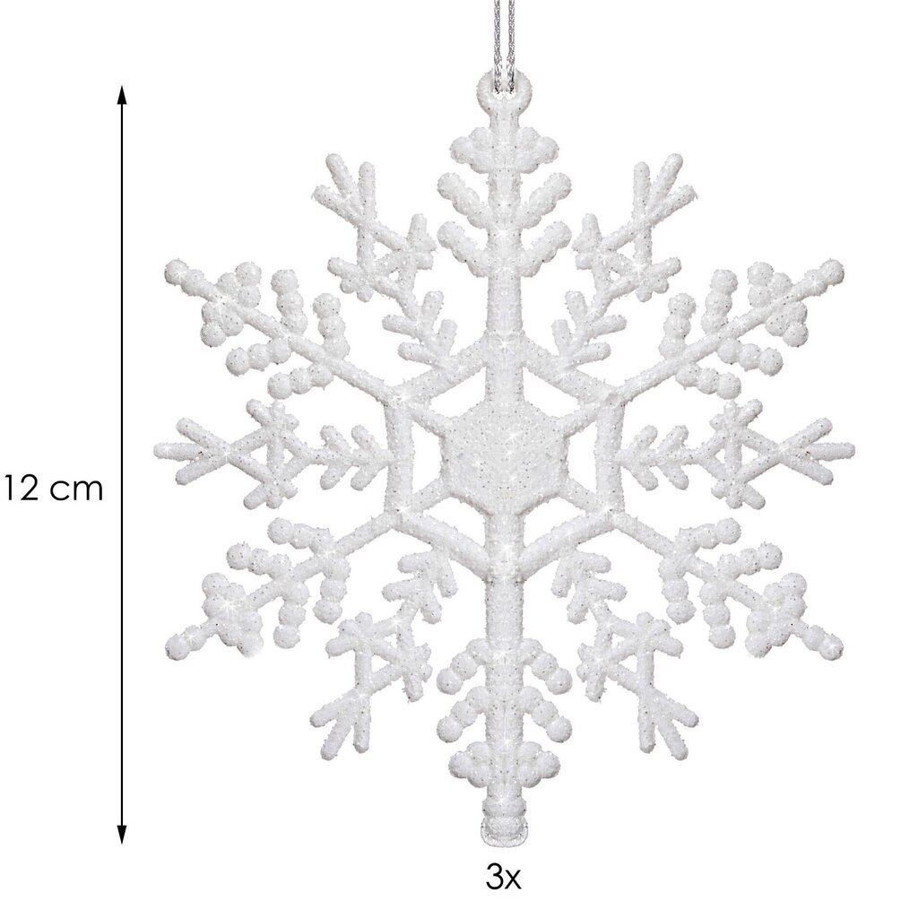 Eglītes rotājumi, plastmasa, 12 cm, 3 gab. cena un informācija | Eglīšu rotājumi | 220.lv