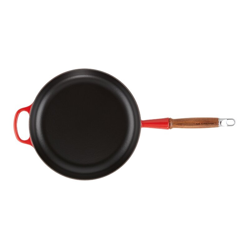 Le Creuset čuguna panna ar koka rokturi, Ø28 cm, sarkana cena un informācija | Pannas | 220.lv