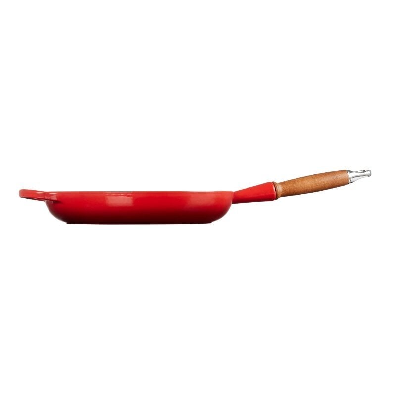 Le Creuset čuguna panna ar koka rokturi, Ø28 cm, sarkana cena un informācija | Pannas | 220.lv