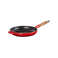 Le Creuset čuguna panna ar koka rokturi, Ø28 cm, sarkana cena un informācija | Pannas | 220.lv