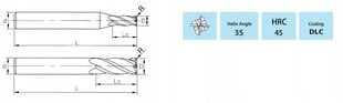 Радиусная фреза VHM для алюминия 1,5 x R0,5 x 50 цена и информация | Фрезы | 220.lv