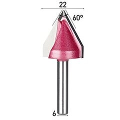 TCT 3D V нож 60° 6 x 22 мм Резак для резьбы цена и информация | Фрезы | 220.lv