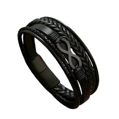 Высококачественный кожаный браслет с символом бесконечности, черный цена и информация | Женские браслеты | 220.lv