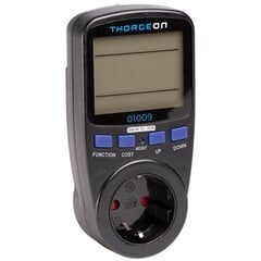 Socket Power Consumption Meter 16A EU Plug Black THORGEON цена и информация | Электрические выключатели, розетки | 220.lv