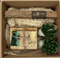Мыло с зеленым чаем, свечи, бамбуковая зубная щетка, губка из натурального волокна и подарочный набор мыльницы цена и информация | Мыло | 220.lv