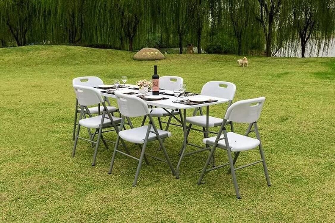 Saliekamais galds Party, 180x74cm, balts cena un informācija | Dārza galdi | 220.lv