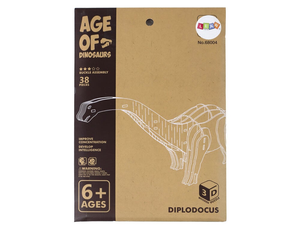 Koka 3D telpiskā puzle Lean Toys Dinozaurs, 38 d. цена и информация | Puzles, 3D puzles | 220.lv