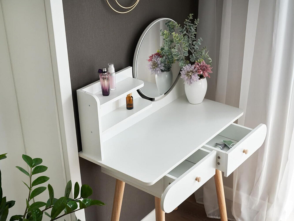 Skandināvu stila tualetes galdiņš, balts цена и информация | Kosmētikas galdiņi | 220.lv
