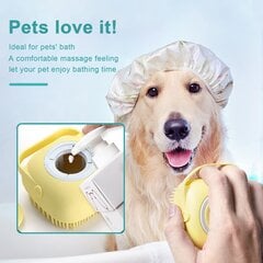 Мягкая силиконовая щетка для собак и кошек, желтая цена и информация | Средства по уходу за животными | 220.lv