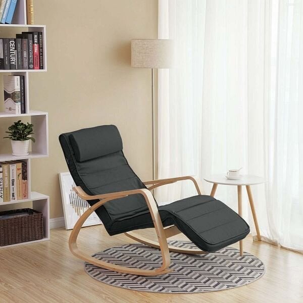 Šūpuļkrēsls LYY10G, melns cena un informācija | Atpūtas krēsli | 220.lv