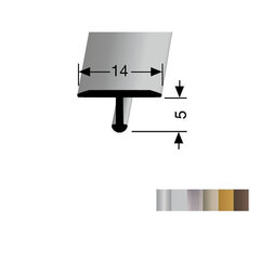 Alumīnija profils pārklājumu savienošanai EB 290 F2G Kuberit, 270 cm, nerūsējošā tērauda krāsā cena un informācija | Profila savienošana | 220.lv