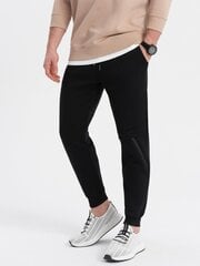мужские спортивные штаны с отстрочкой и молнией - черные v1 om-pask-0147 цена и информация | Мужские брюки | 220.lv