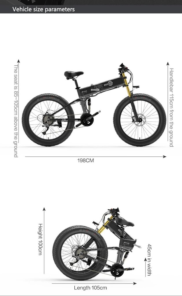 Elektriskais velosipēds Bezior X Plus, 26", zils, 1000W, 17,5Ah цена и информация | Elektrovelosipēdi | 220.lv