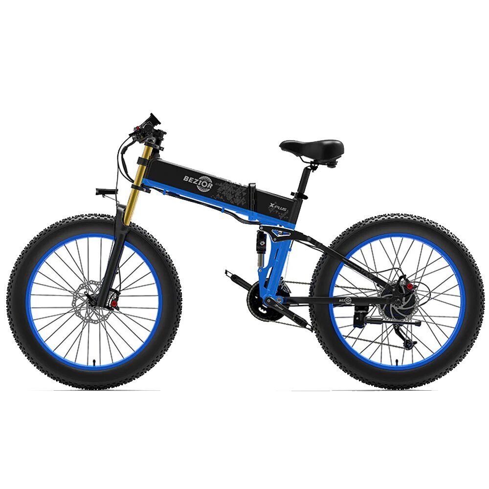 Elektriskais velosipēds Bezior X Plus, 26", zils, 1000W, 17,5Ah cena un informācija | Elektrovelosipēdi | 220.lv