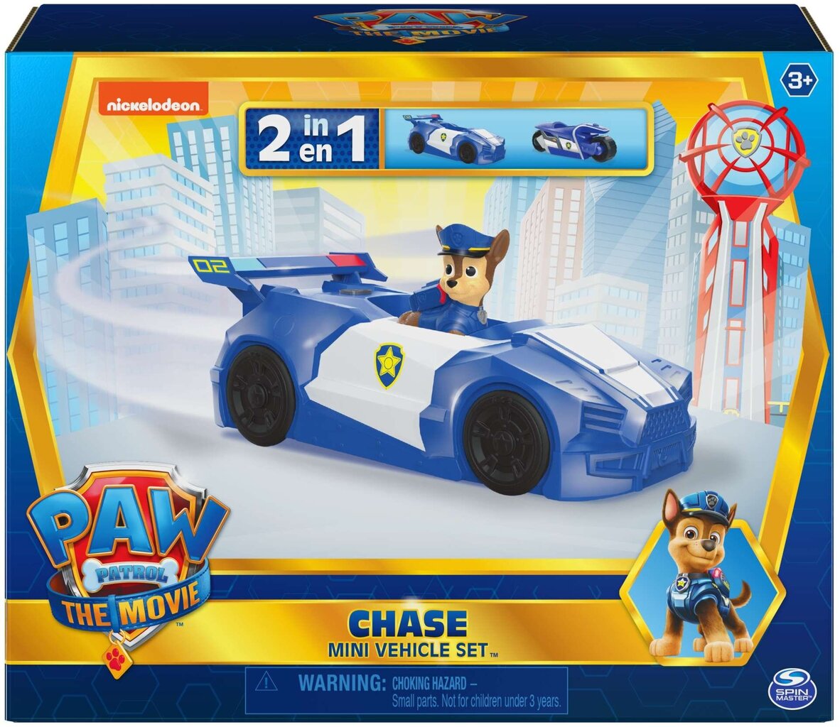 Mini policijas transportlīdzeklis 2in1 Spin Master Paw Patrol The Movie Chase, zils цена и информация | Rotaļlietas zēniem | 220.lv