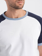 базовая мужская классическая хлопковая футболка - белая v14 om-tsbs-0146 124285-7 цена и информация | Мужские футболки | 220.lv