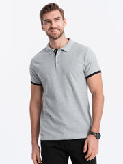 рубашка-поло мужская из хлопка - светло-серая v7 om-poss-0113 цена и информация | Мужские футболки | 220.lv