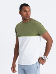 мужская двухцветная хлопковая футболка - оливково-белая v5 s1619 цена и информация | Мужские футболки | 220.lv