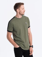 мужская хлопковая футболка с контрастными вставками - оливковая v4 s1632 цена и информация | Мужские футболки | 220.lv