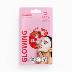 Lokšņu maska ​​mirdzošai ādai STAY WELL Classic sheet mask - STRAWBERRY Glowing cena un informācija | Sejas maskas, acu maskas | 220.lv