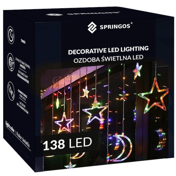 Ziemassvētku virtene, 136 Led, 2.5m цена и информация | Ziemassvētku lampiņas, LED virtenes | 220.lv