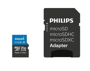 Philips MicroSDXC 512GB Class 10 UHS-I U3 cena un informācija | Atmiņas kartes mobilajiem telefoniem | 220.lv