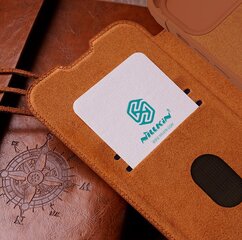 iPhone 15 Pro Nillkin Qin Pro Leather Flip Camera Cover Case - Brown цена и информация | Чехлы для телефонов | 220.lv